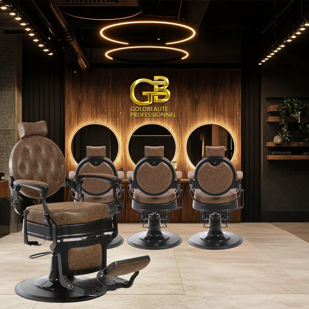 Fauteuil Barbier Noir Florence Vieux Marron